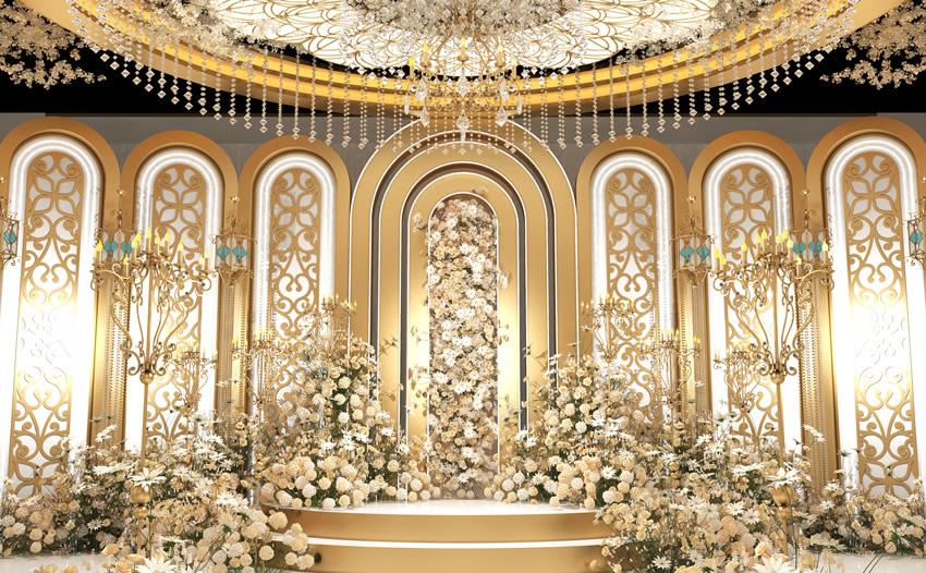 江城香槟色调婚礼堂效果展示